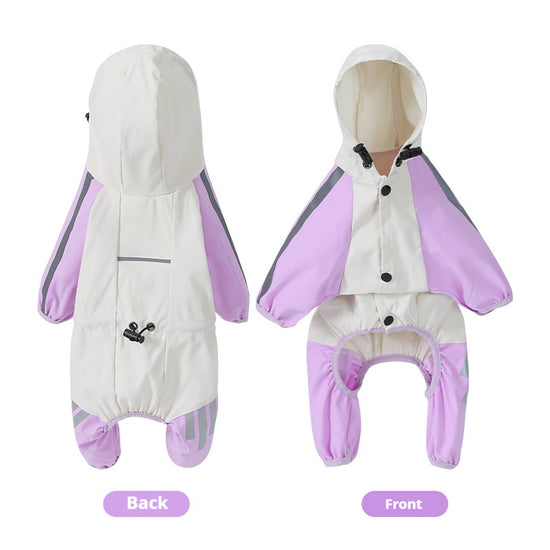 Waterproof All - in - One Four - Legged Tractable Raincoat for Small Dogs - Ideal for Bichons and Teddies