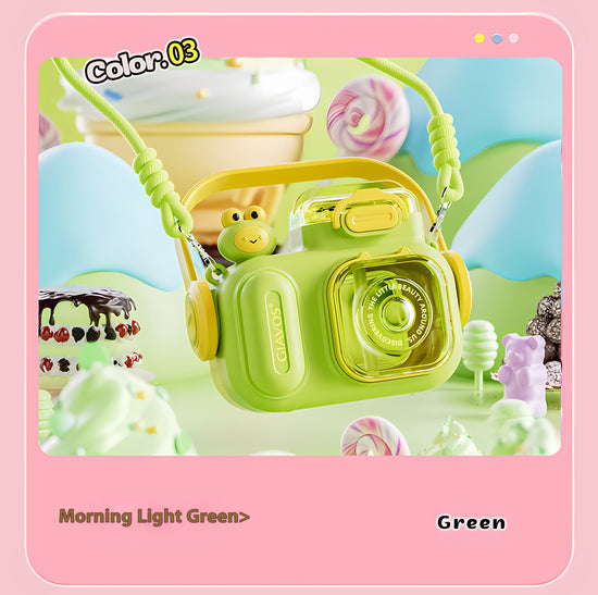 580ml Children's Water Bottle Camera Shaped Water Bottle With Straw