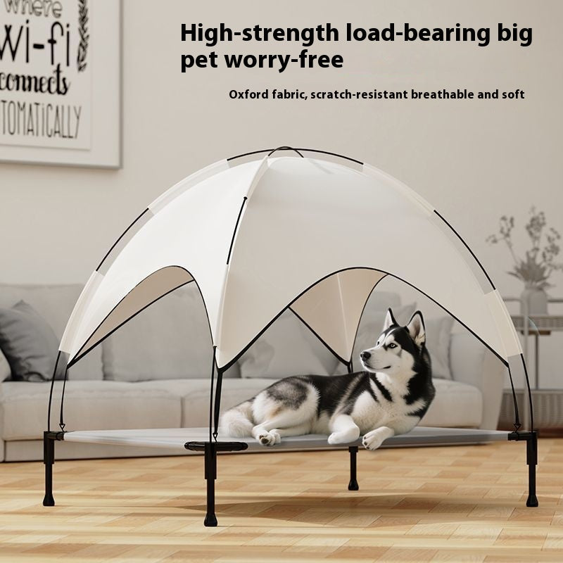 Sommer-Sonnenschutz-Outdoor-Camping-Hundebett für große Hunde – abnehmbares, waschbares Zelt und erhöhtes Design
