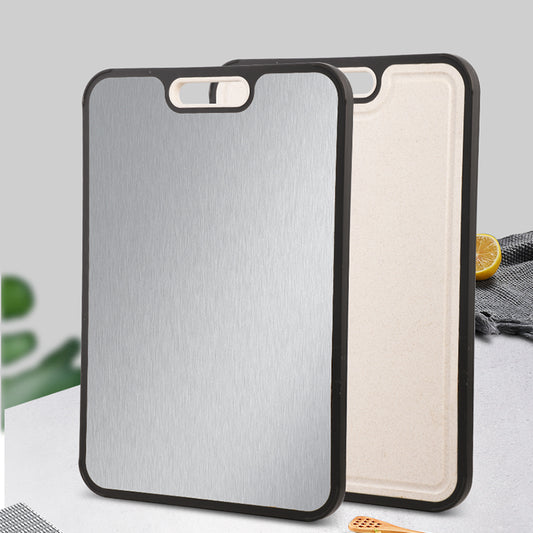 Double Sided Large Cutting Board Metal And Wheat Straw Titanium Cutting Board for Kitchen