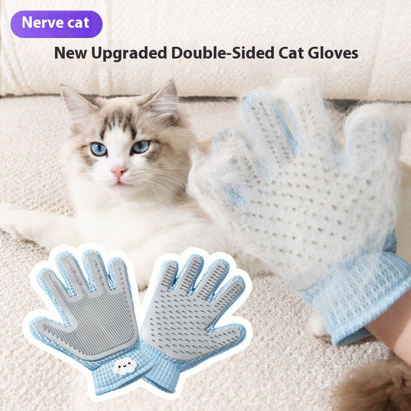 Pet Cat - Petting Gloves: The Magic Tool for Removing Loose Hair and Providing Soothing Massage for Long - haired Cats