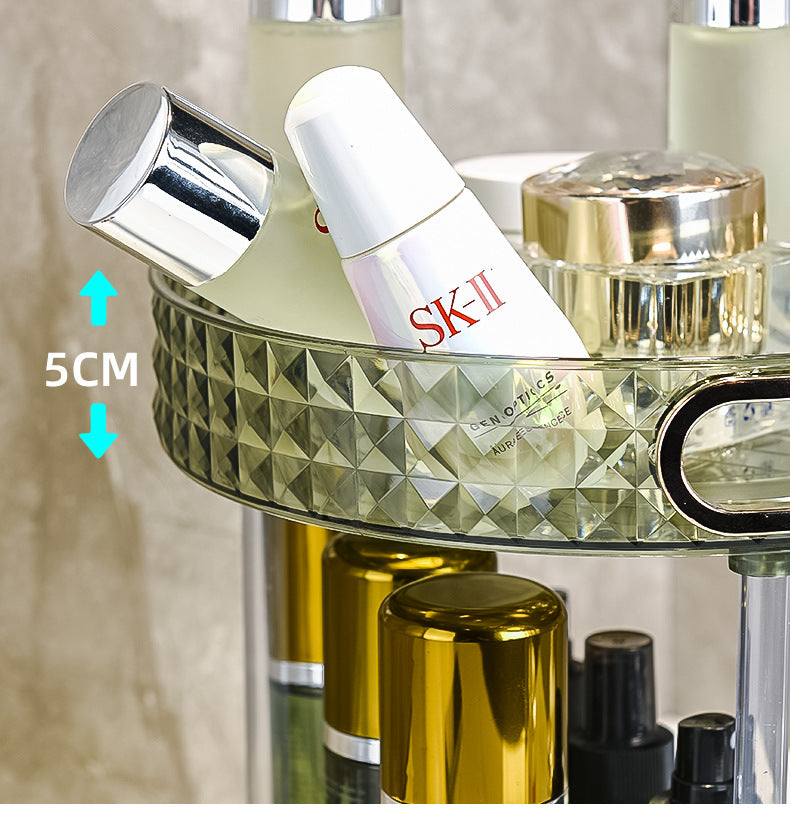 2 Tier Plastic Makeup Diamond Cosmetic Storage Organizer