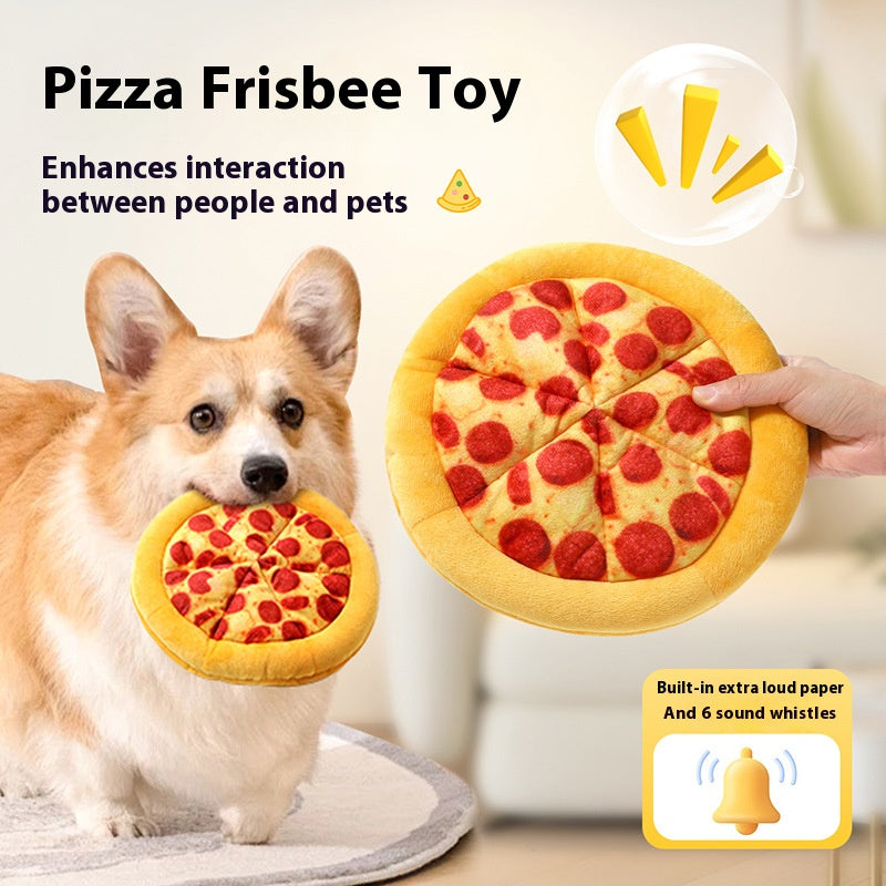 Fun Pizza - shaped Squeaky Chew Toy for Dogs - Interactive Training & Tear - resistant Pet Teething Toy with BB Sound