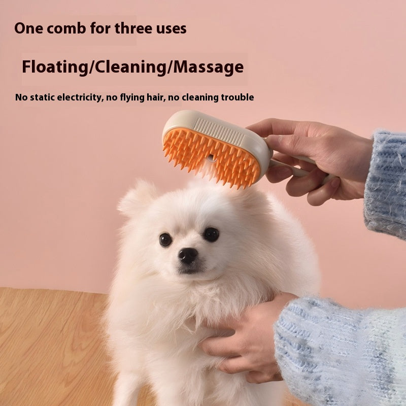 Multifunktionaler Haustierkamm mit Spray – Entwirren, Anti-Fliegen von Haaren und Massage für Hunde und Katzen – Nass- und Trockenanwendung
