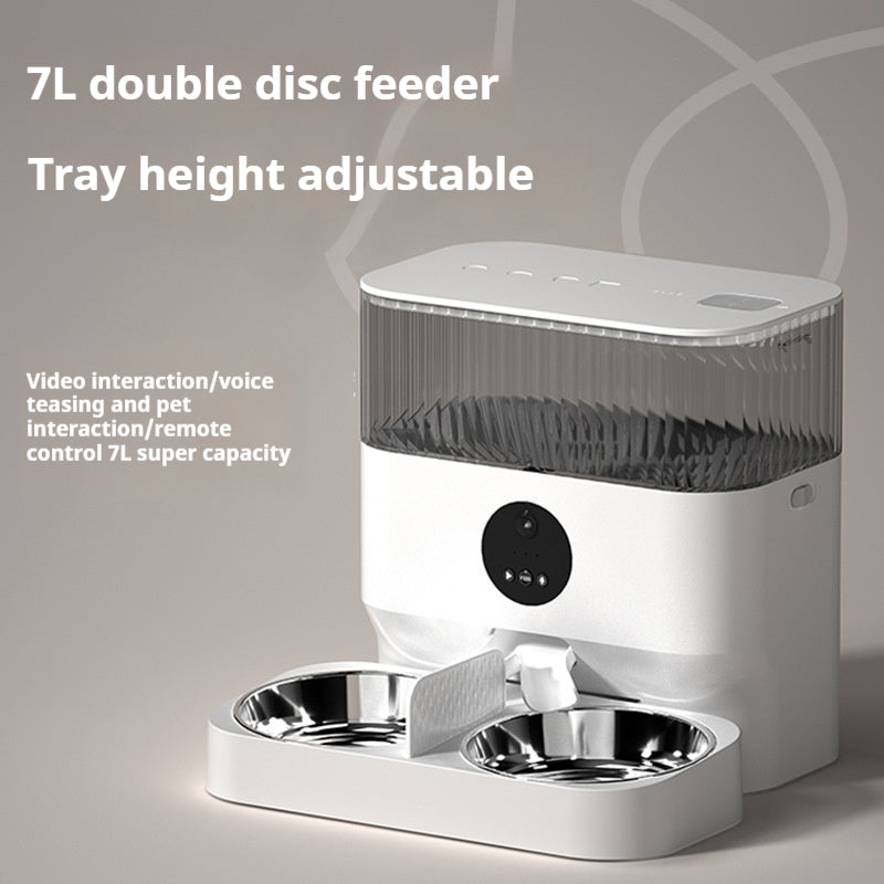 [New Arrival] Cat Automatic Feeder with Dual Bowls and 7L Large Capacity - The Timed Feeding product for Pets, Suitable for Cat and Dog Food