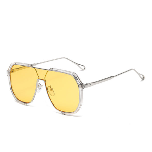 Fashion Double Beam Large Frame Polygonal Sunglasses