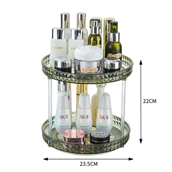 2 Tier Plastic Makeup Diamond Cosmetic Storage Organizer
