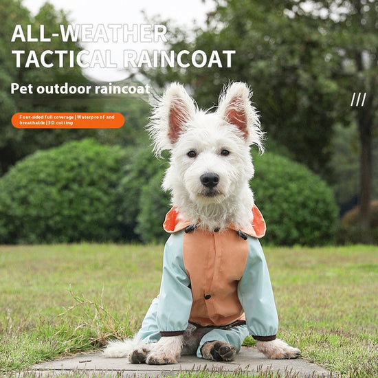 Waterproof All - in - One Four - Legged Tractable Raincoat for Small Dogs - Ideal for Bichons and Teddies