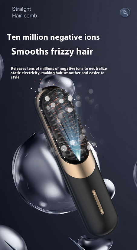 Peigne lissant sans fil, nouveau lisseur à ions négatifs pour dortoir, mini portable, non nocif pour les cheveux, peigne de coiffure entièrement automatique 