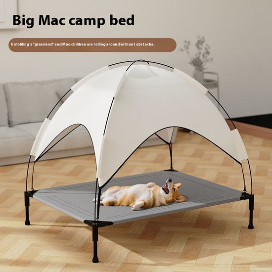 Sommer-Sonnenschutz-Outdoor-Camping-Hundebett für große Hunde – abnehmbares, waschbares Zelt und erhöhtes Design