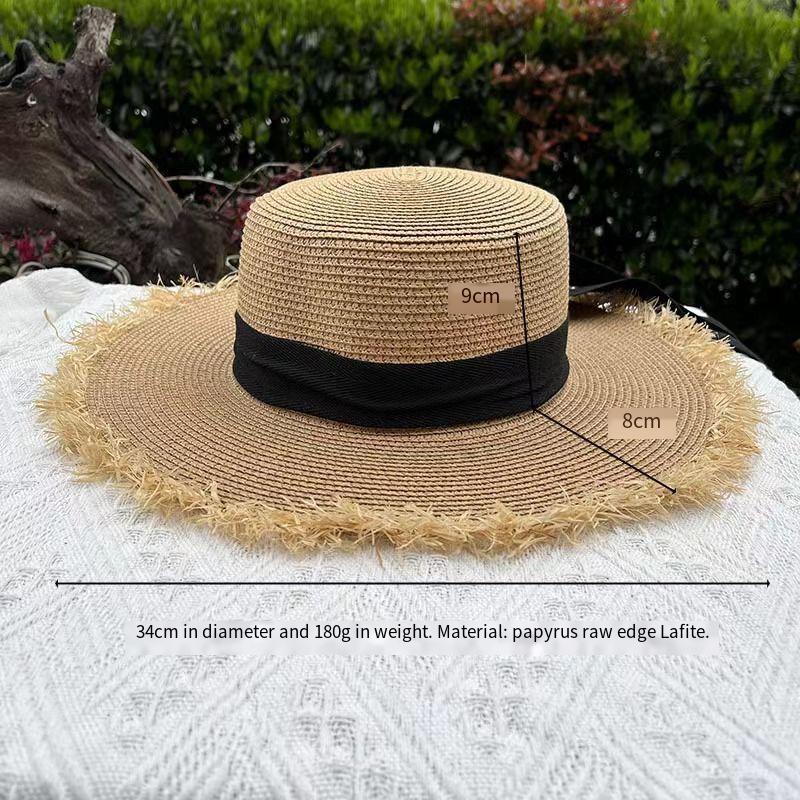 Stylish Straw Hat with Black Ribbon Bow