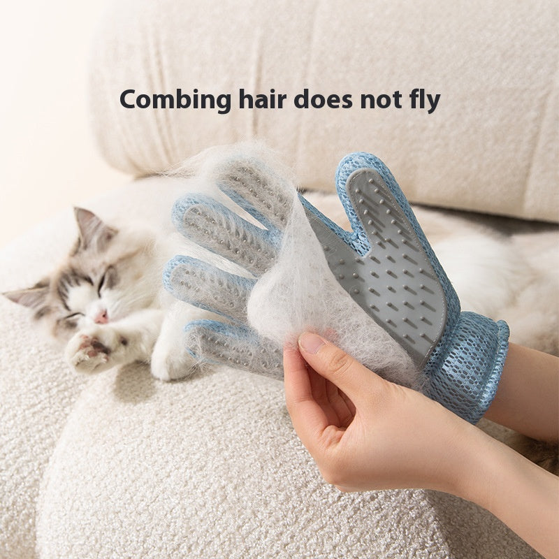 Pet Cat - Petting Gloves: The Magic Tool for Removing Loose Hair and Providing Soothing Massage for Long - haired Cats