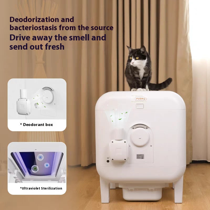 Smart Cat Litter Box with Fresh Air Purification, Deodorization, Enclosed Design and Anti-Splash Function - Self-Cleaning Automatic Cat Toilet