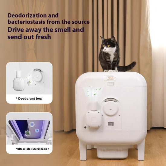 Smart Cat Litter Box with Fresh Air Purification, Deodorization, Enclosed Design and Anti-Splash Function - Self-Cleaning Automatic Cat Toilet