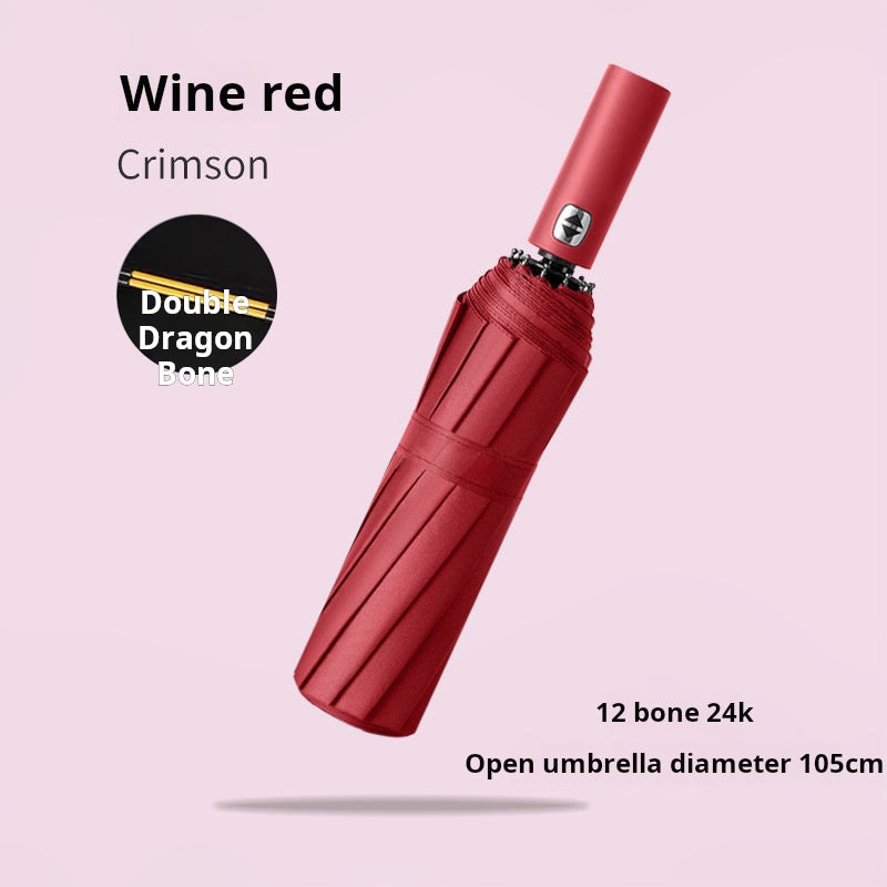 12K 3 Fold Automatic UV Blocking Windproof Dual Use Umbrella For Rain Sun Protection Summer