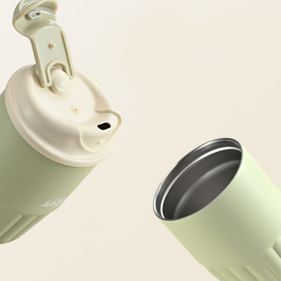 410ml portable stainless steel water bottle, ceramic coffee cup with handle and lid