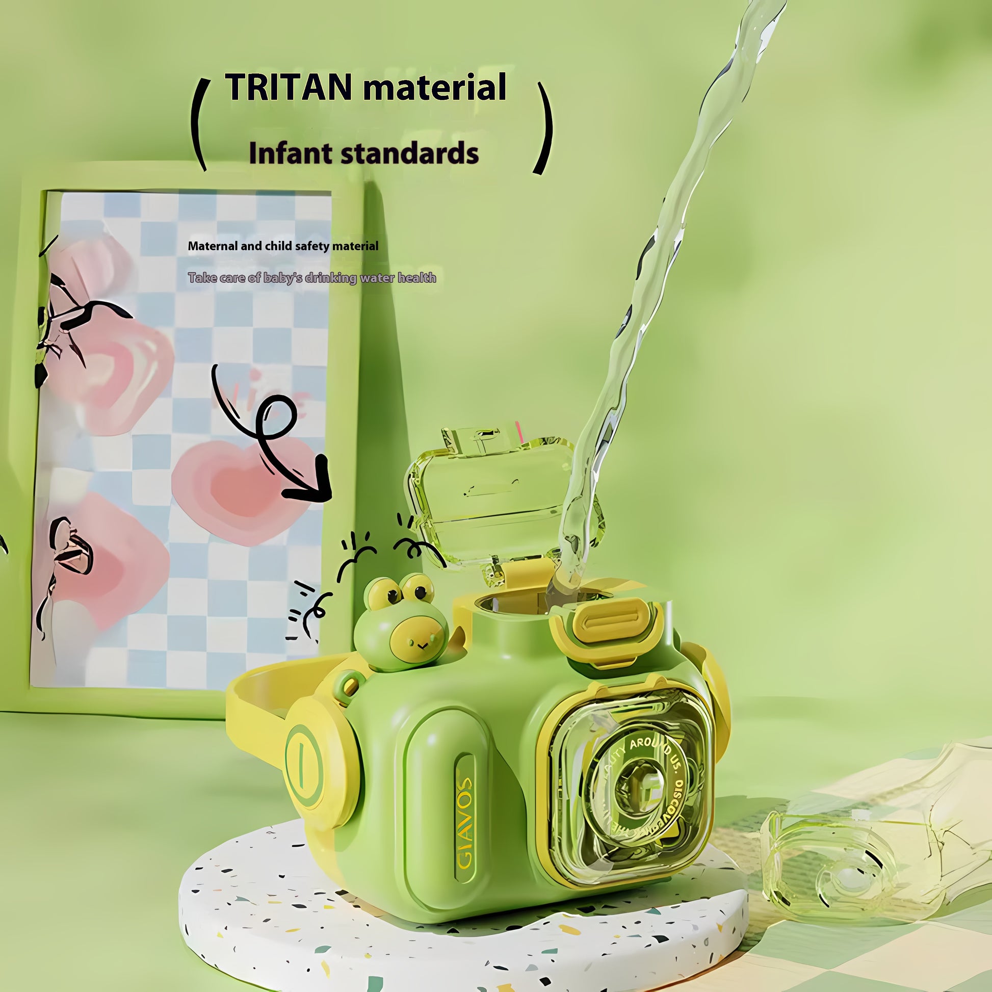 580ml Children's Water Bottle Camera Shaped Water Bottle With Straw