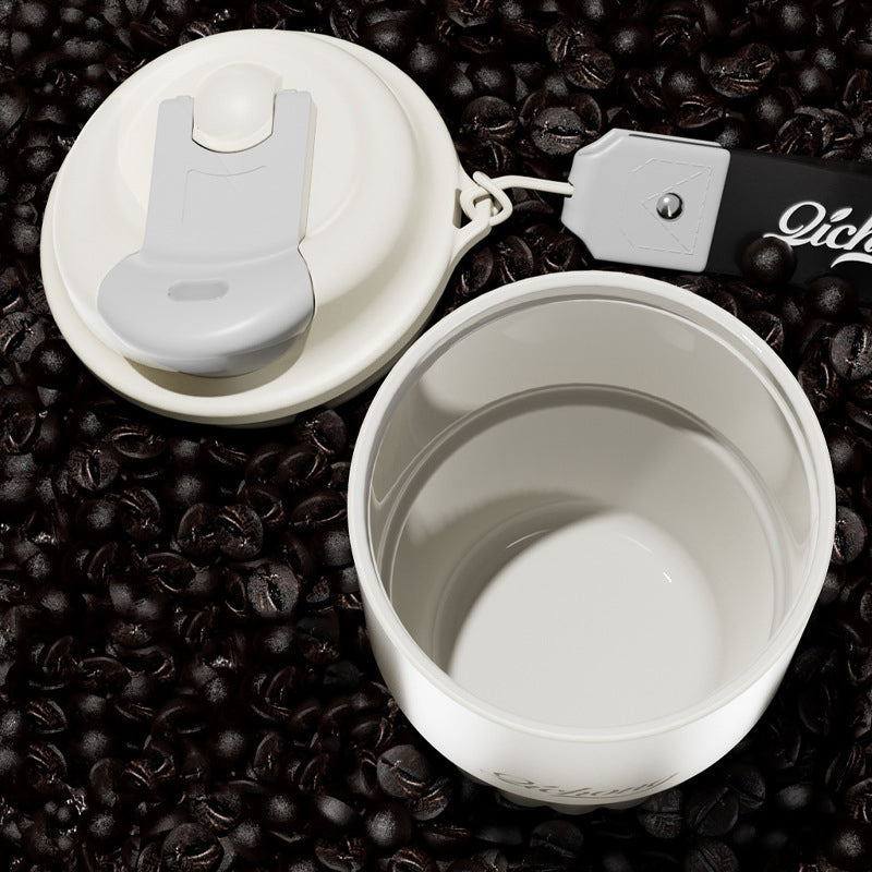 410ml portable stainless steel water bottle, ceramic coffee cup with handle and lid