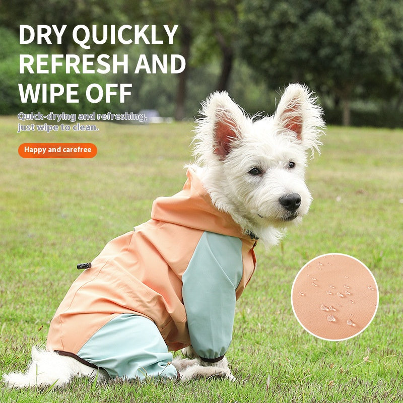 Waterproof All - in - One Four - Legged Tractable Raincoat for Small Dogs - Ideal for Bichons and Teddies