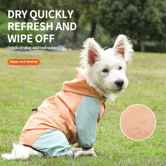 Waterproof All - in - One Four - Legged Tractable Raincoat for Small Dogs - Ideal for Bichons and Teddies