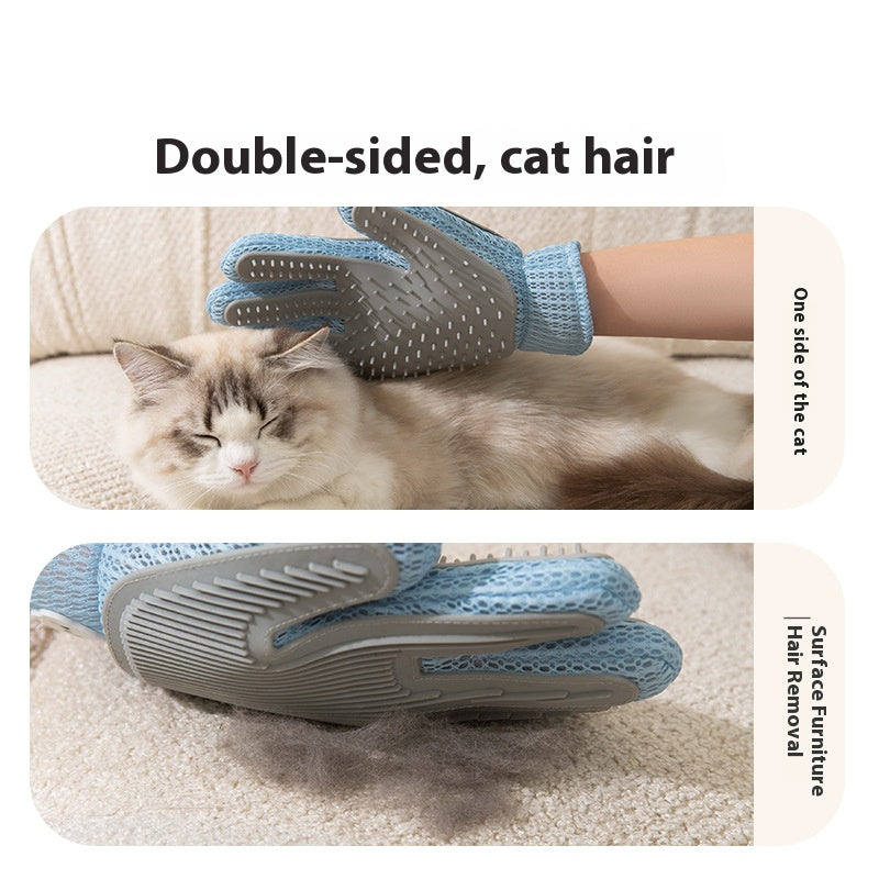 Pet Cat - Petting Gloves: The Magic Tool for Removing Loose Hair and Providing Soothing Massage for Long - haired Cats