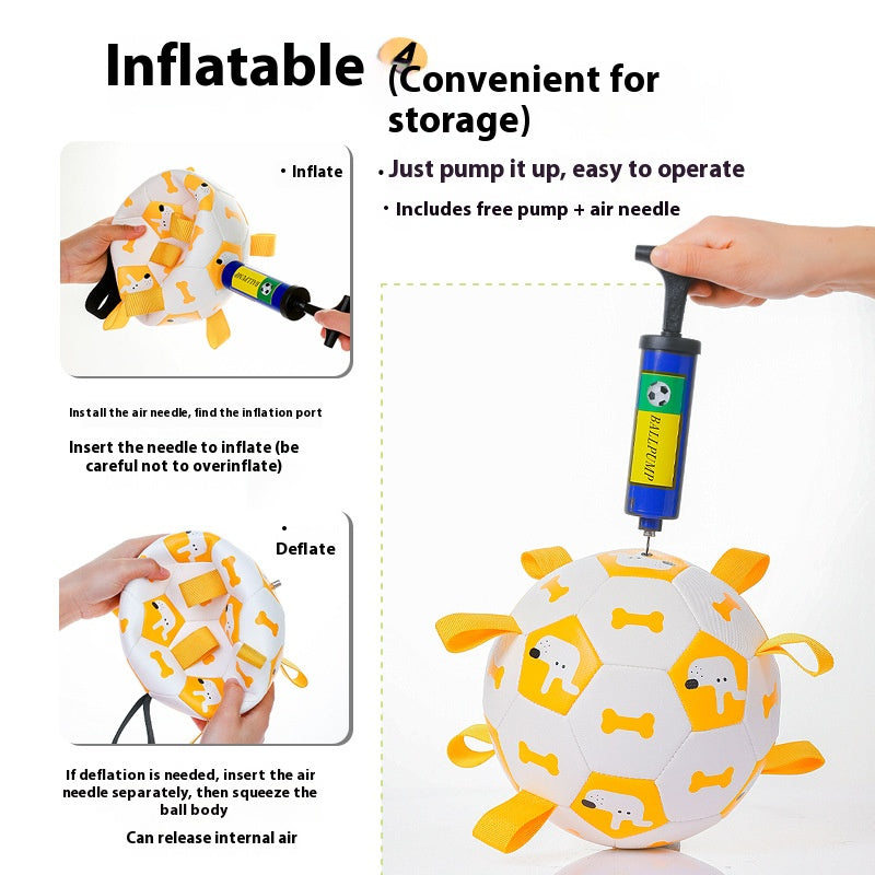 Outdoor Energetic Partner for Pet Dogs: Chew - Resistant, Squeaky and Inflatable Soccer Ball Toy