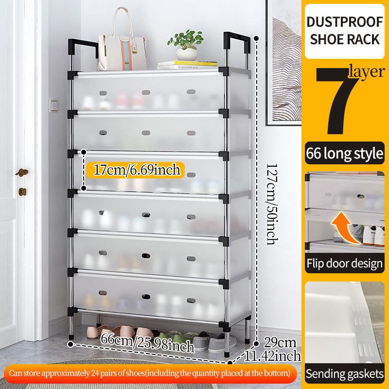 7-Layer Metal Shoe Rack With Dustproof Cover Shoe Storage Rack