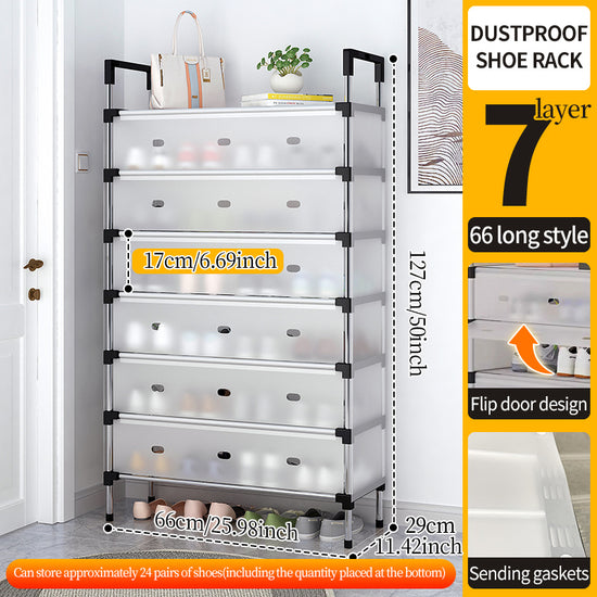 7-Layer Metal Shoe Rack With Dustproof Cover Shoe Storage Rack