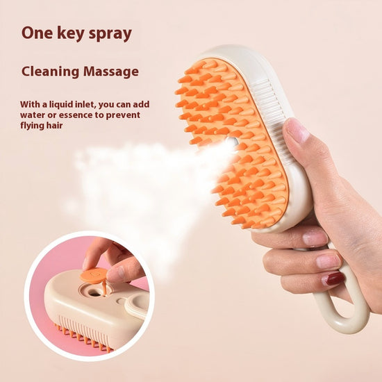 Multifunktionaler Haustierkamm mit Spray – Entwirren, Anti-Fliegen von Haaren und Massage für Hunde und Katzen – Nass- und Trockenanwendung