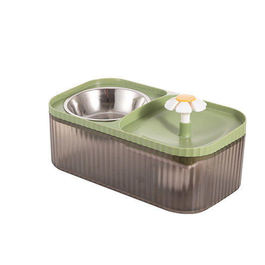 All - in - One Cat Automatic Feeder and Water Dispenser with Large Capacity Flowing Water Pet Fountain