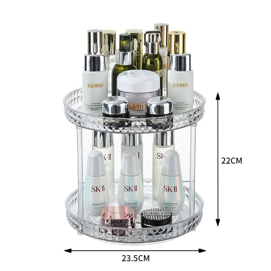 2 Tier Plastic Makeup Diamond Cosmetic Storage Organizer