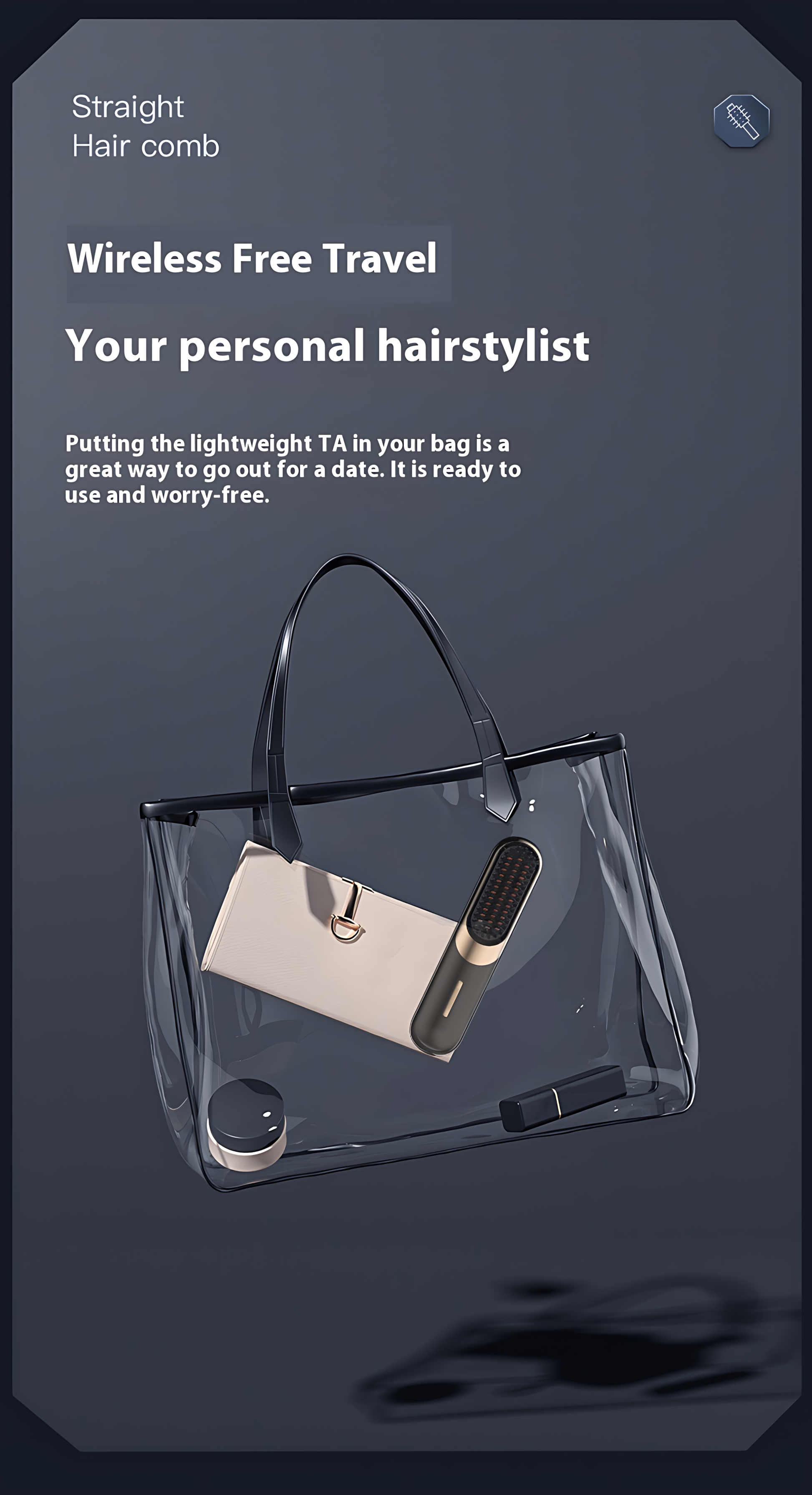 Peigne lissant sans fil, nouveau lisseur à ions négatifs pour dortoir, mini portable, non nocif pour les cheveux, peigne de coiffure entièrement automatique 