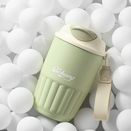 410ml portable stainless steel water bottle, ceramic coffee cup with handle and lid