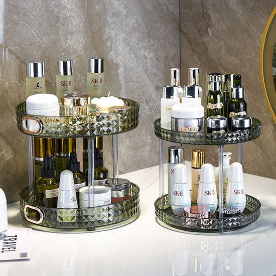 2 Tier Plastic Makeup Diamond Cosmetic Storage Organizer