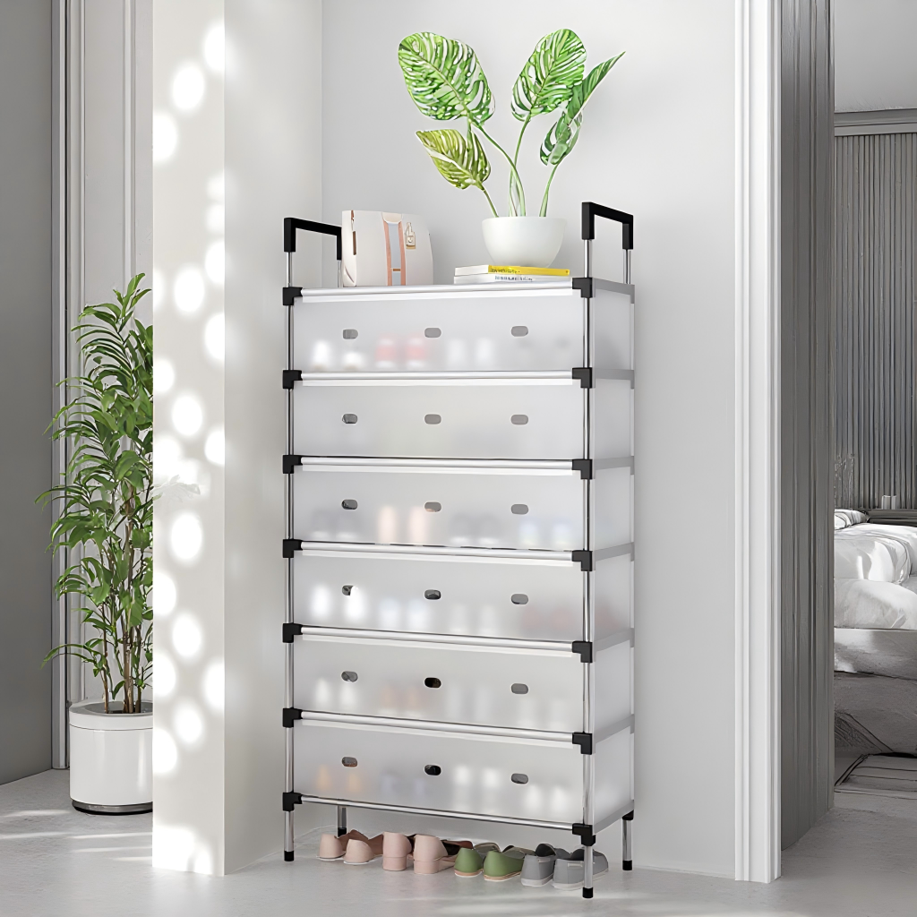 7-Layer Metal Shoe Rack With Dustproof Cover Shoe Storage Rack