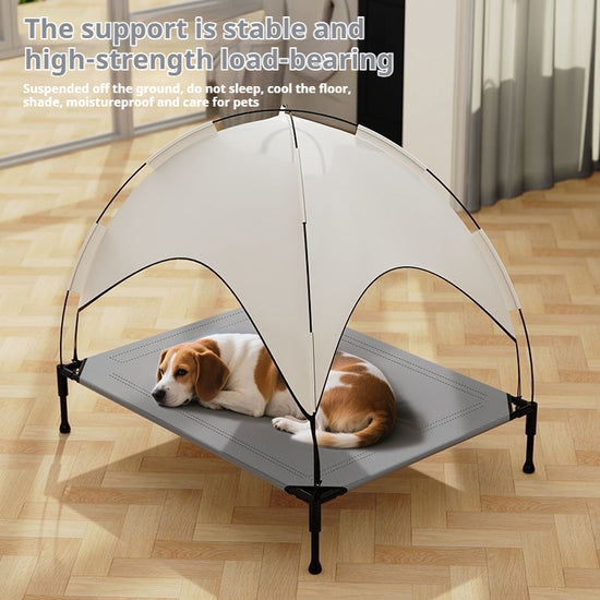 Sommer-Sonnenschutz-Outdoor-Camping-Hundebett für große Hunde – abnehmbares, waschbares Zelt und erhöhtes Design