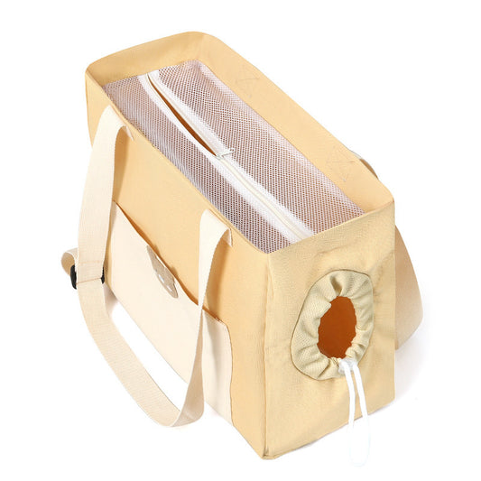 All - Season Pet Travel Essential: The Whimsical Bao Gong - inspired Canvas Pet Carrier with Breathable Design