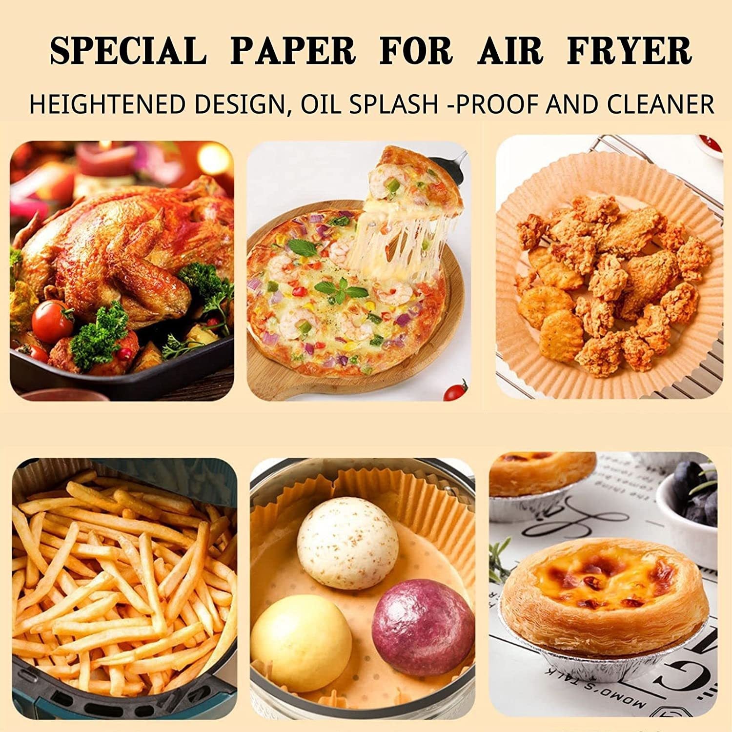 Air Fryer Paper Liner Disposable Kitchen Cookers Oil-proof Paper