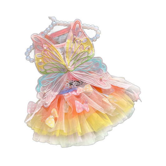 GQG Summer Thin Pet Princess Dresses - For Dogs and Cats, Butterfly Dog Puffy Dresses, Pet Clothes