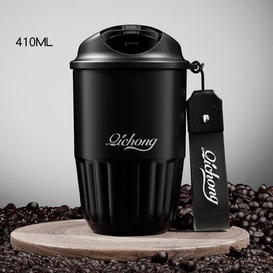 410ml portable stainless steel water bottle, ceramic coffee cup with handle and lid