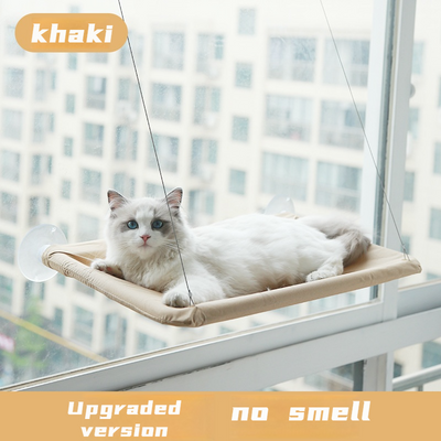 Newly Upgraded! All - Season Suction - Cup Suspended Folding Cat Hammock, a Cozy Den for Your Feline Friend