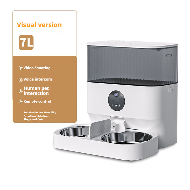 [New Arrival] Cat Automatic Feeder with Dual Bowls and 7L Large Capacity - The Timed Feeding product for Pets, Suitable for Cat and Dog Food