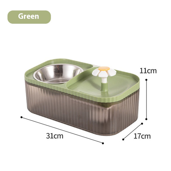 All - in - One Cat Automatic Feeder and Water Dispenser with Large Capacity Flowing Water Pet Fountain