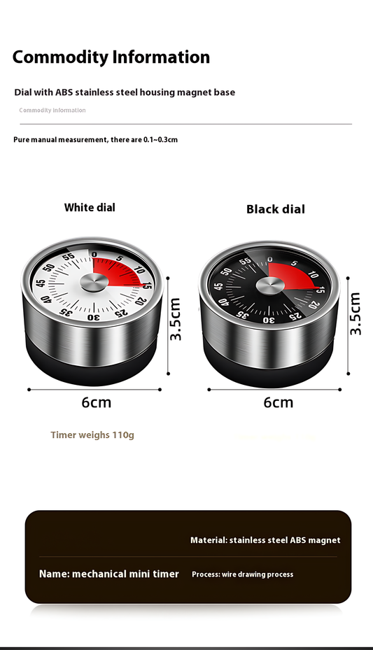 Stainless steel timer kitchen machinery student time management reminder device reverse timer with magnet baking alarm clock