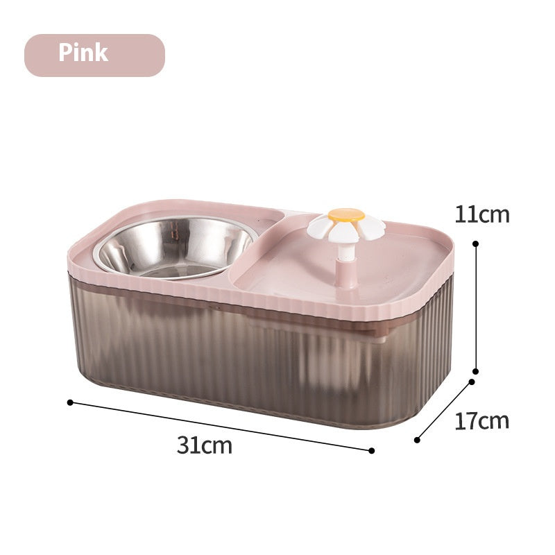 All - in - One Cat Automatic Feeder and Water Dispenser with Large Capacity Flowing Water Pet Fountain