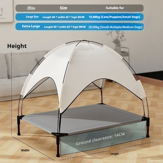 Summer Sunshade Outdoor Camping Dog Bed for Large Dogs - Detachable Washable Tent & Elevated Design