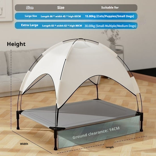 Sommer-Sonnenschutz-Outdoor-Camping-Hundebett für große Hunde – abnehmbares, waschbares Zelt und erhöhtes Design