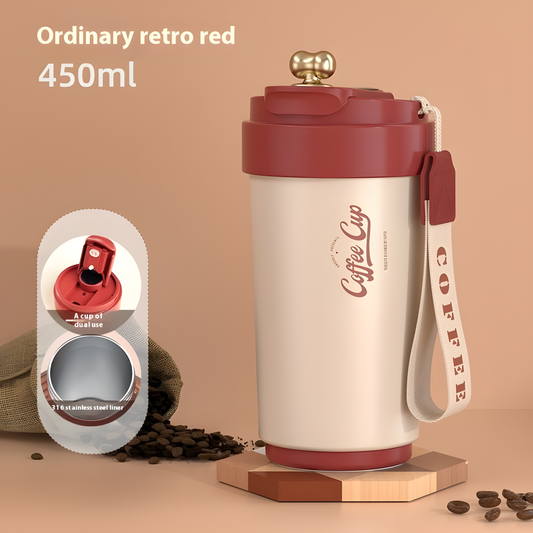 Intelligente Kaffee-Thermosbecher mit Keramik-Innenfutter, Wasserbecher aus Edelstahl 316, tragbare Geschenkbecher fürs Auto und gravierte Becher 