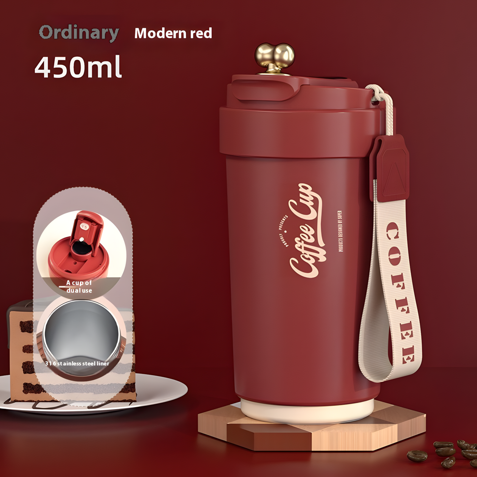 Intelligente Kaffee-Thermosbecher mit Keramik-Innenfutter, Wasserbecher aus Edelstahl 316, tragbare Geschenkbecher fürs Auto und gravierte Becher 